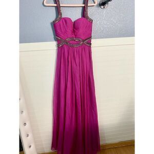 Lumier by Bariano Accent Cylinder Pleated Chiffon Dress